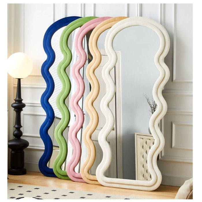 Elegance Curvy Floor Mirror Wavy Full Lenght Curvy Squiggle Full Body Irregular Asymmetrical Floor Home Decor - Amazingooh Wholesale