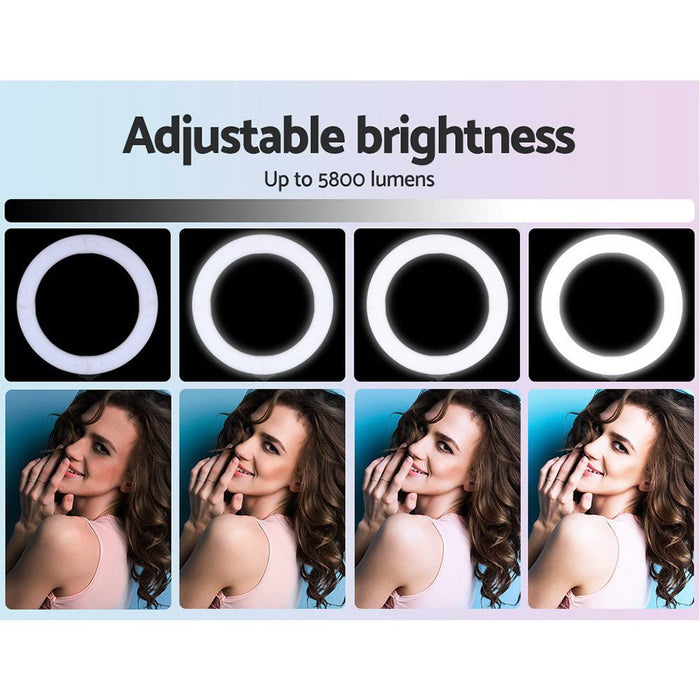 Embellir Ring Light 19" LED 5800LM Black Dimmable Diva With Stand Make Up Studio Video - Amazingooh Wholesale