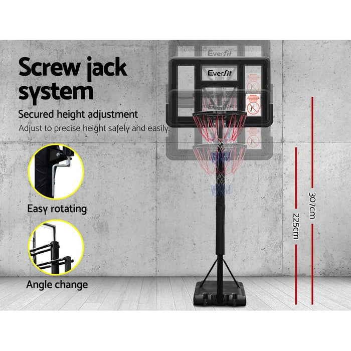Everfit 3.05M Basketball Hoop Stand System Ring Portable Net Height Adjustable Black - Amazingooh Wholesale
