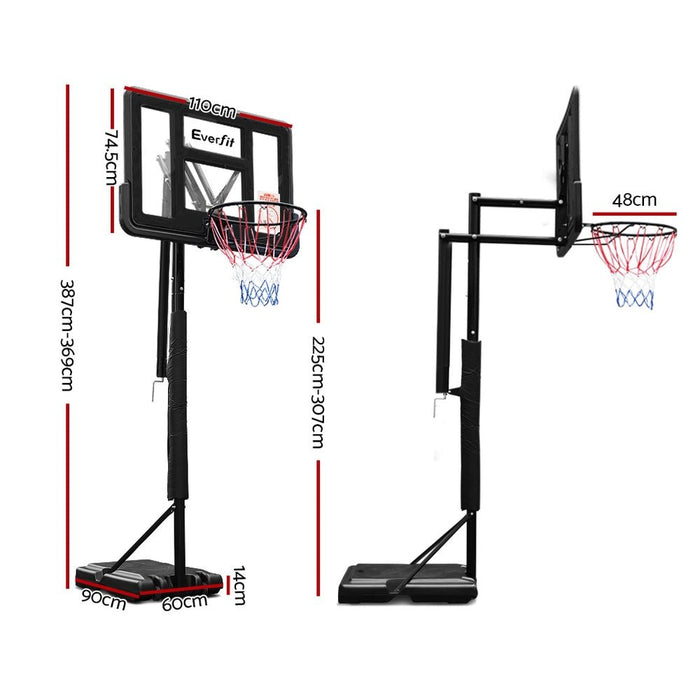 Everfit 3.05M Basketball Hoop Stand System Ring Portable Net Height Adjustable Black - Amazingooh Wholesale