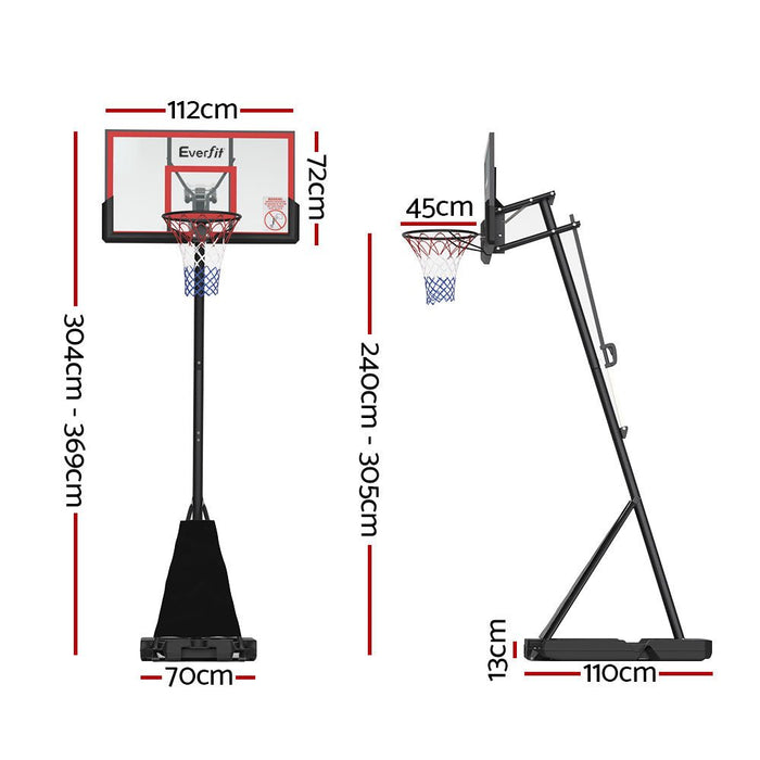 Everfit Portable Basketball Hoop Stand System Height Adjustable Net Ring Red - Amazingooh Wholesale