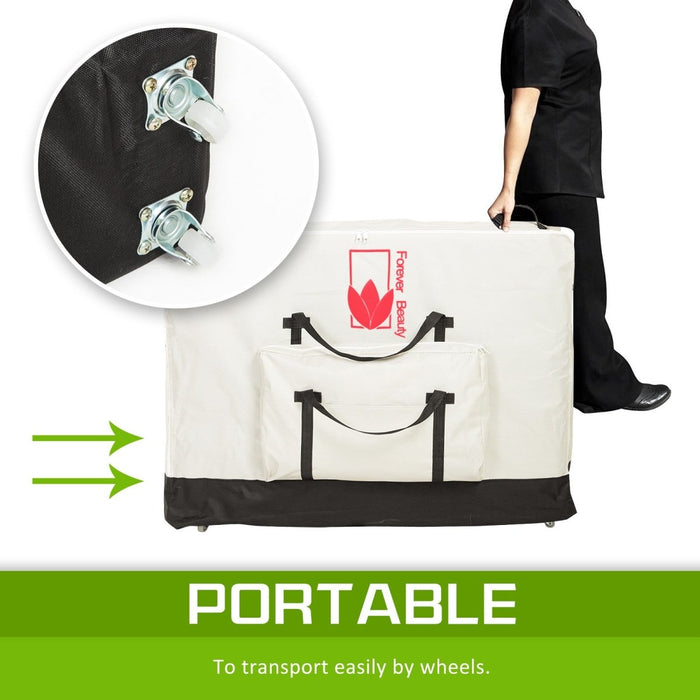 Forever Beauty White Massage Table Bed Delux Carry Bag Portable Wheeled 70cm - Amazingooh Wholesale