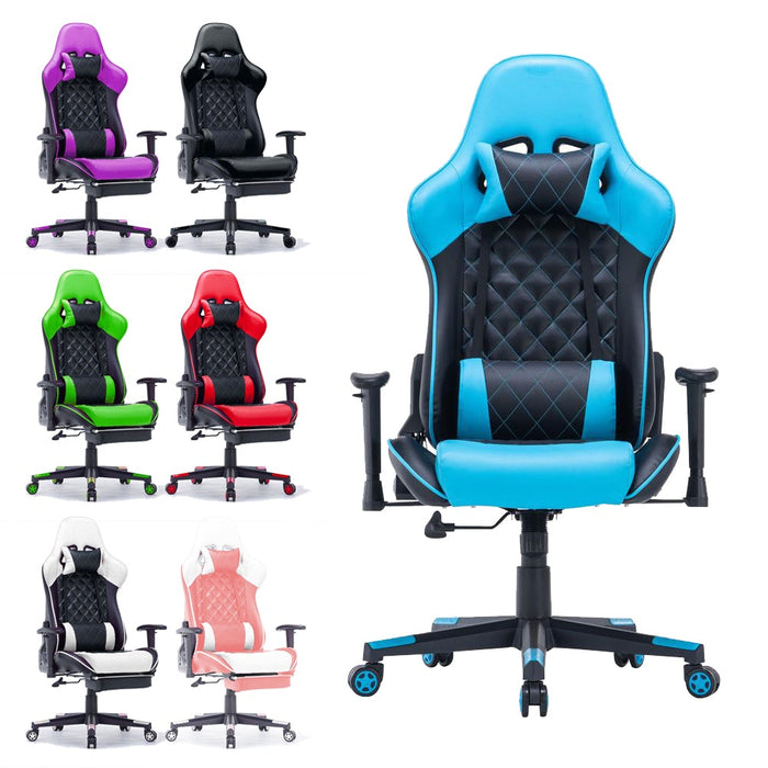 Gaming Chair Ergonomic Racing chair 165° Reclining Gaming Seat 3D Armrest Footrest White Black - amazingooh