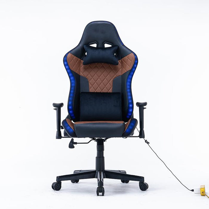 Gaming Chair Ergonomic Racing chair with 7 RGB Lights 165° Bluetooth Speaker Reclining Gaming Seat - amazingooh