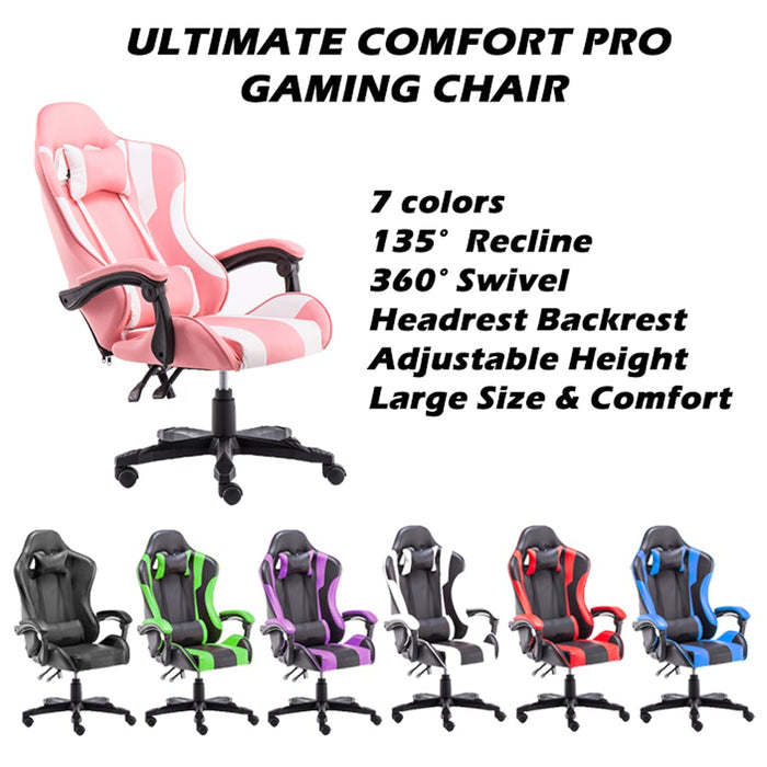 Gaming Chair Office Computer Seating Racing PU Executive Racer Recliner Red Black Large - amazingooh