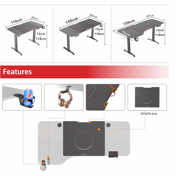 Gaming Standing Desk Home Office Lift Electric Height Adjustable Sit To Stand Motorized Standing Desk - amazingooh