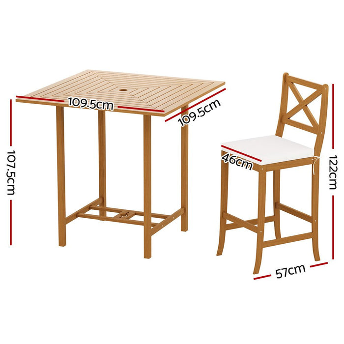 Gardeon 5pcs Outdoor Bar Table 4 Seater Stools Bistro Set Patio Acacia Wood - Amazingooh Wholesale