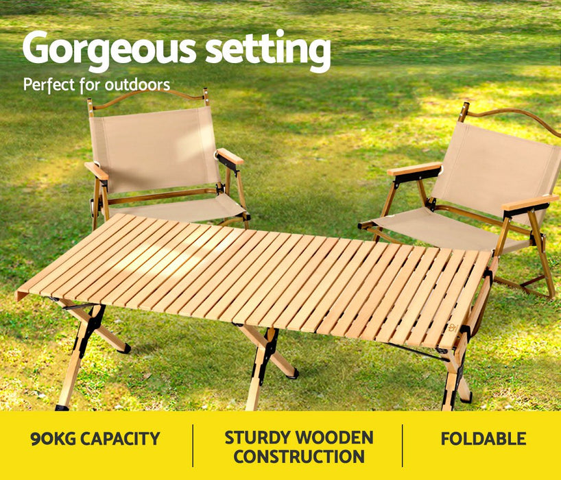Gardeon Outdoor Furniture Wooden Egg Roll Picnic Table Camping Desk 120CM - Amazingooh Wholesale
