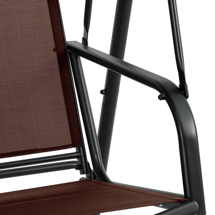 Gardeon Outdoor Swing Chair Garden Bench 2 Seater Canopy Patio Furniture Brown - Amazingooh Wholesale
