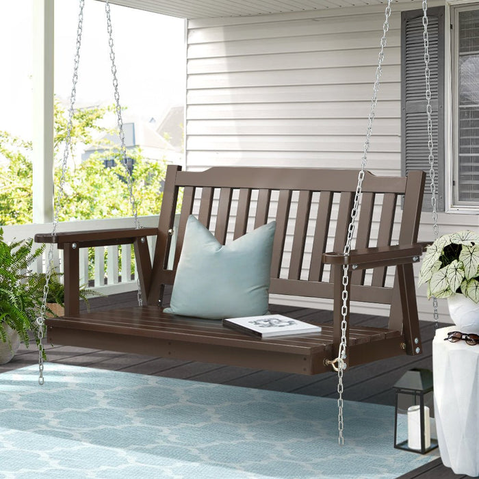 Gardeon Porch Swing Chair with Chain Garden Bench Outdoor Furniture Wooden Brown - Amazingooh Wholesale