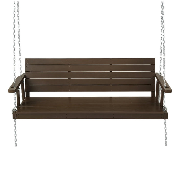 Gardeon Porch Swing Chair with Chain Outdoor Furniture 3 Seater Bench Wooden Brown - Amazingooh Wholesale