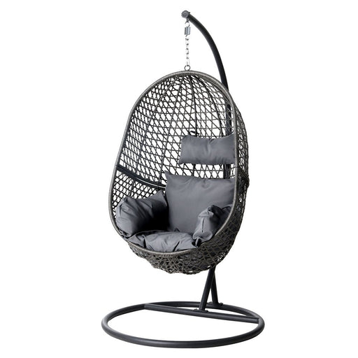 Gardeon Swing Chair Egg Hammock With Stand Outdoor Furniture Wicker Seat Black - Amazingooh Wholesale