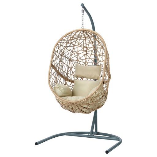 Gardeon Swing Chair Egg Hammock With Stand Outdoor Furniture Wicker Seat Yellow - Amazingooh Wholesale