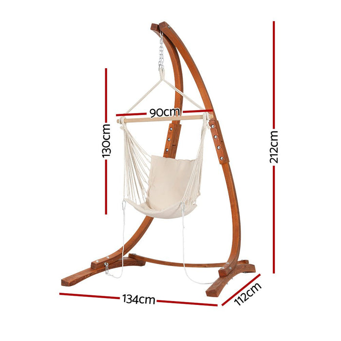 Gardeon Wooden Hammock Chair with Stand Outdoor Lounger Camping Hammock Timber - Amazingooh Wholesale