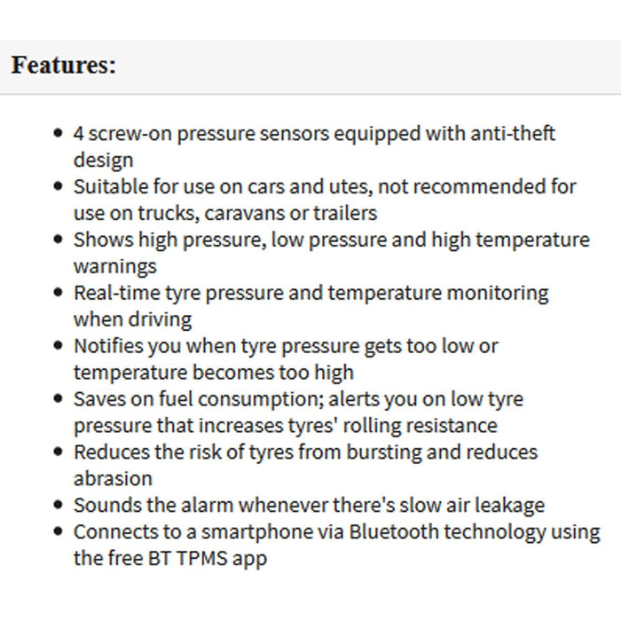 Gator DIY BT Wireless Car Tyre Pressure Monitor Monitoring System App Control TPM - Amazingooh Wholesale