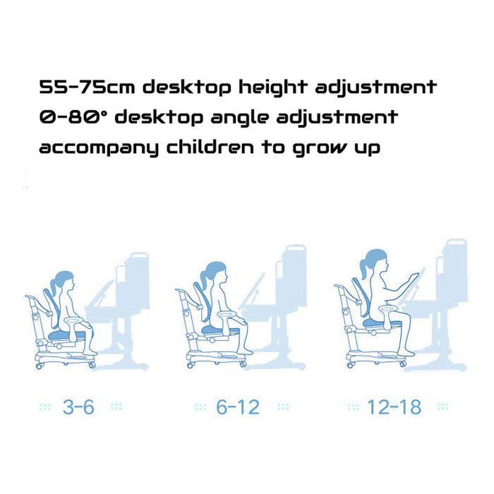 Height Adjustable Children Kids Ergonomic Study Desk Chair Set 120cm Blue Pink AU - amazingooh