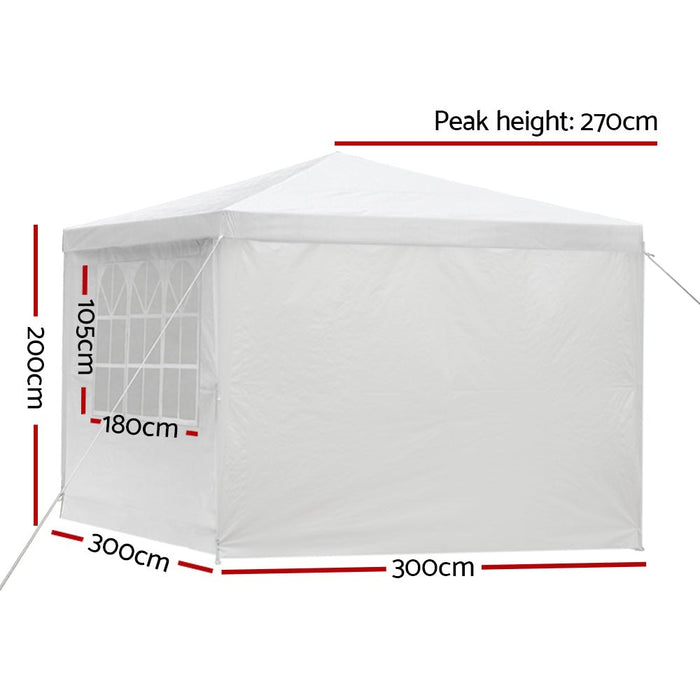 Instahut Gazebo 3x3 Outdoor Marquee Gazebos Wedding Party Camping Tent 4 Wall Panels - Amazingooh Wholesale