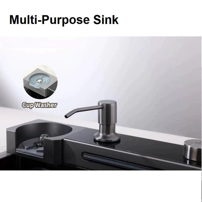 Integrated Waterfall Kitchen Sink Honeycomb Technology Large Digitial Display Stainless Steel Water Filter Cup Washer - Amazingooh Wholesale