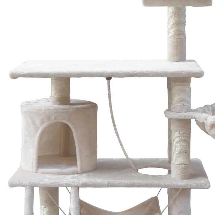 i.Pet Cat Tree 141cm Trees Scratching Post Scratcher Tower Condo House Furniture Wood Beige - Amazingooh Wholesale