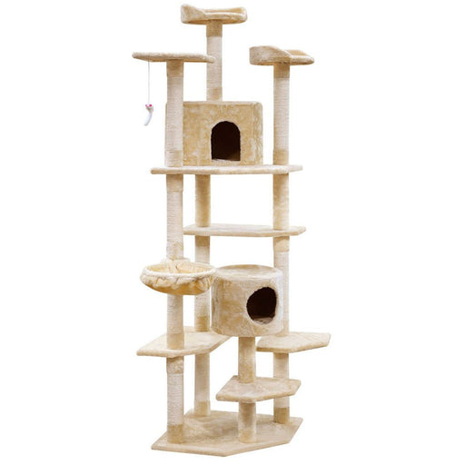 i.Pet Cat Tree 203cm Trees Scratching Post Scratcher Tower Condo House Furniture Wood Beige - Amazingooh Wholesale