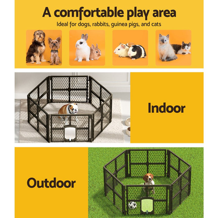 i.Pet Pet Dog Playpen Enclosure 6 Panel Fence Puppy Cage Plastic Play Pen Fold - Amazingooh Wholesale