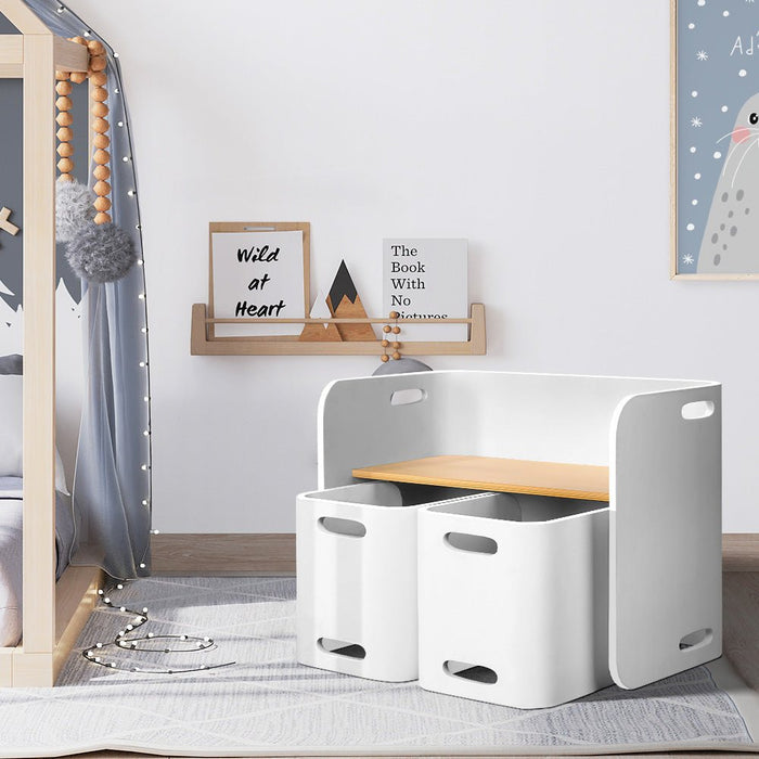 Keezi 3 PC Nordic Kids Table Chair Set White Desk Activity Compact Children - Amazingooh Wholesale