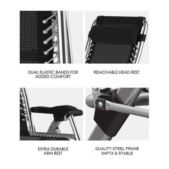 Kingsize Outdoor Folding Reclining Garden Beach Chair Sun Lounger Deck Recliner - Amazingooh