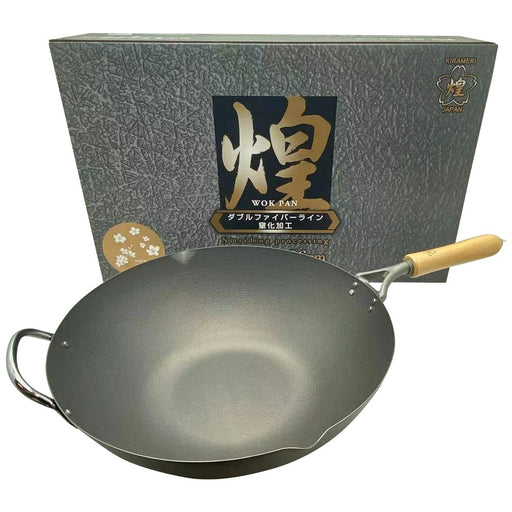Kirameki Premium Cast Iron Nitriding Processing Stir-fry Wok (Made in Japan) - 36cm - Amazingooh Wholesale