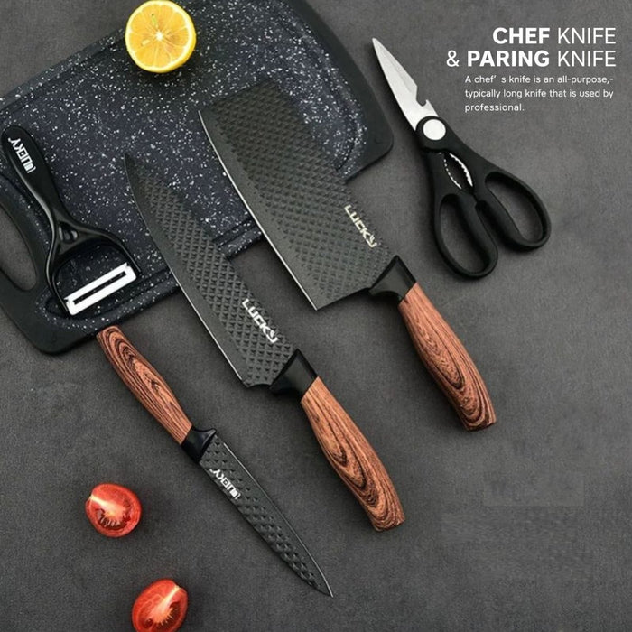 Kitchen Knife Set Everich Chef Knives Stainless Steel Nonstick 6 pieces Cutting Board - amazingooh