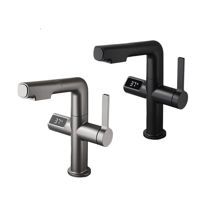 Lcd Digital Display Bathroom Sink Faucet, 360 Degree Rotating Pull Out ...