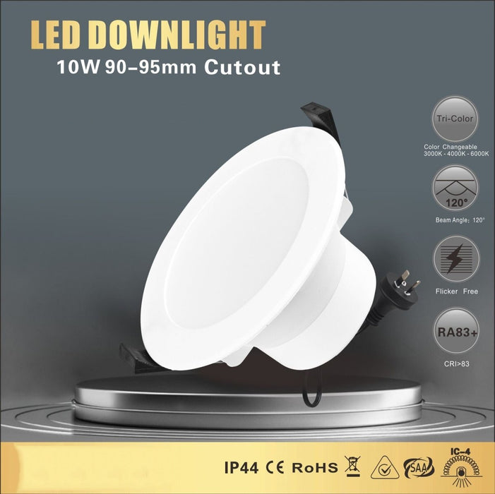 LED DOWNLIGHT KIT 90MM NON DIM 10W 3 COLOR IN 1 WARM WHITE COOL WHITE DAY LIGHT TRI COLOR - Amazingooh Wholesale