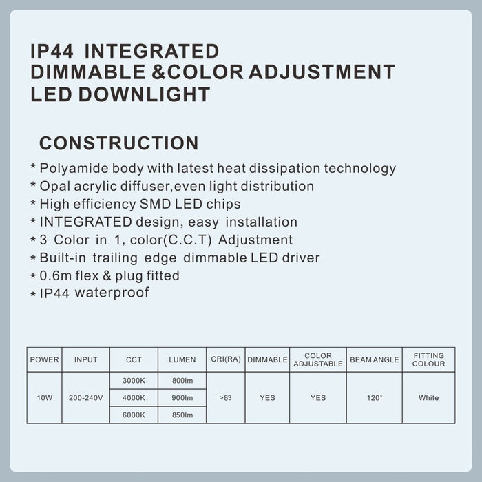 LED DOWNLIGHT KIT 90MM NON DIM 10W 3 COLOR IN 1 WARM WHITE COOL WHITE DAY LIGHT TRI COLOR - Amazingooh Wholesale