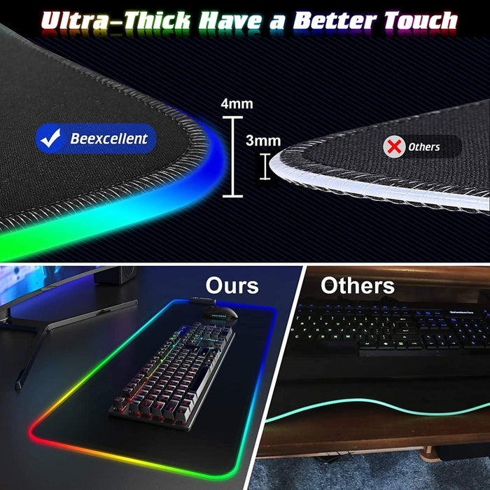 LED Gaming Mouse Pad Large 4 USB Ports RGB Extended Mousepad Keyboard Desk Anti-slip Mat - amazingooh