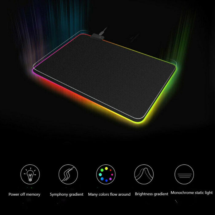 LED Gaming Mouse Pad Large RGB Extended Mousepad Keyboard Desk Anti-slip Mat - amazingooh