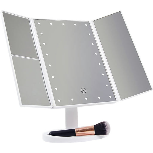 Makeup Mirror With LED Light Standing Mirror Magnifying Tri-Fold Touch - Amazingooh Wholesale