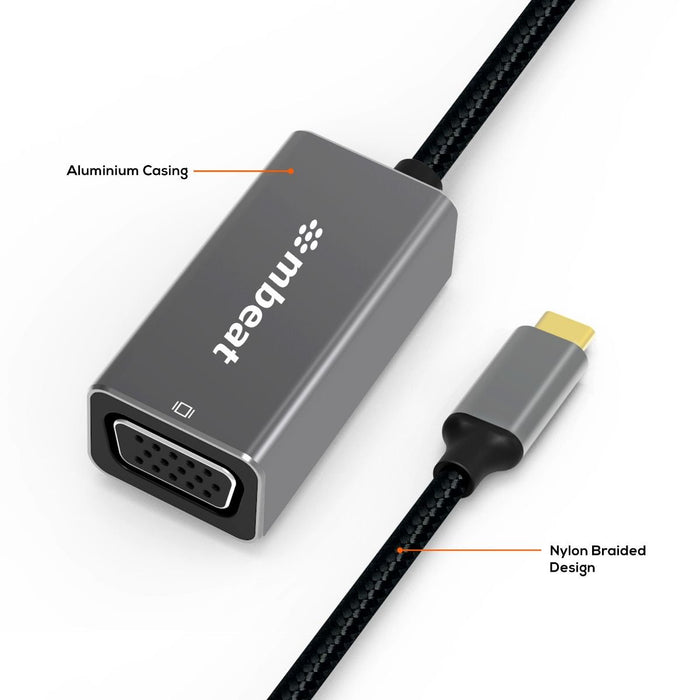 mbeat Elite USB-C to VGA Adapter- Space Grey - Amazingooh Wholesale