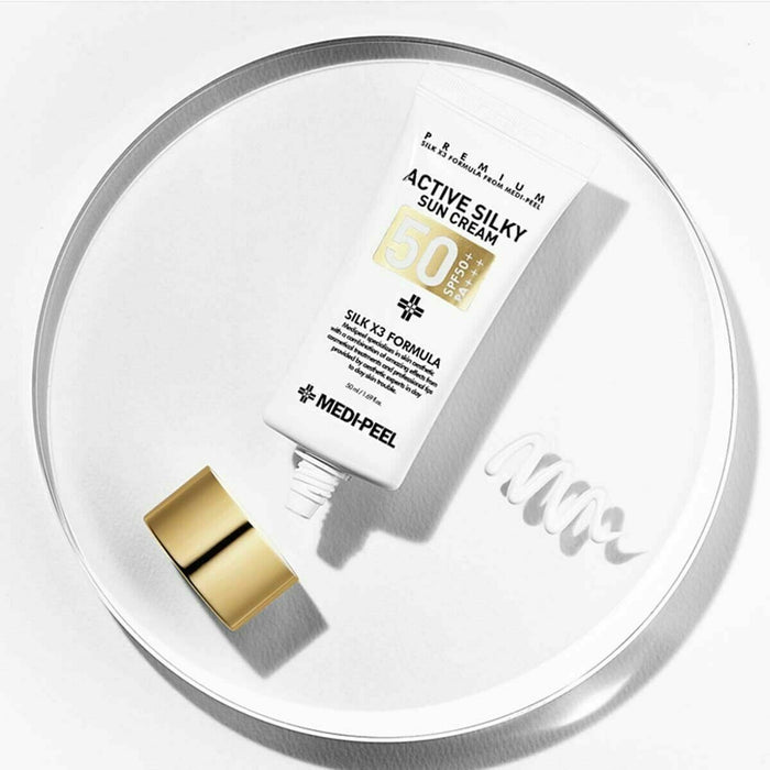 [Medipeel] Premium Active Silky Sun Cream 50ml SPF50+ PA+++ Peptide Waterproof - Amazingooh