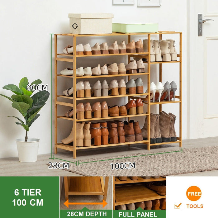 Multi Tier Tower Bamboo Wooden Shoe Rack Boot Shelf Stand Storage Organizer - Amazingooh Wholesale