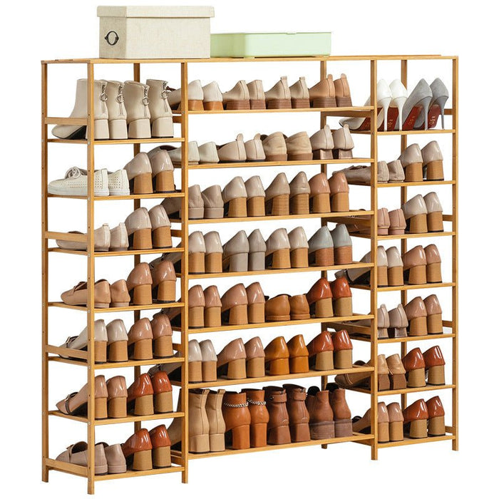 Multi Tier Tower Bamboo Wooden Shoe Rack Boot Shelf Stand Storage Organizer - Amazingooh Wholesale