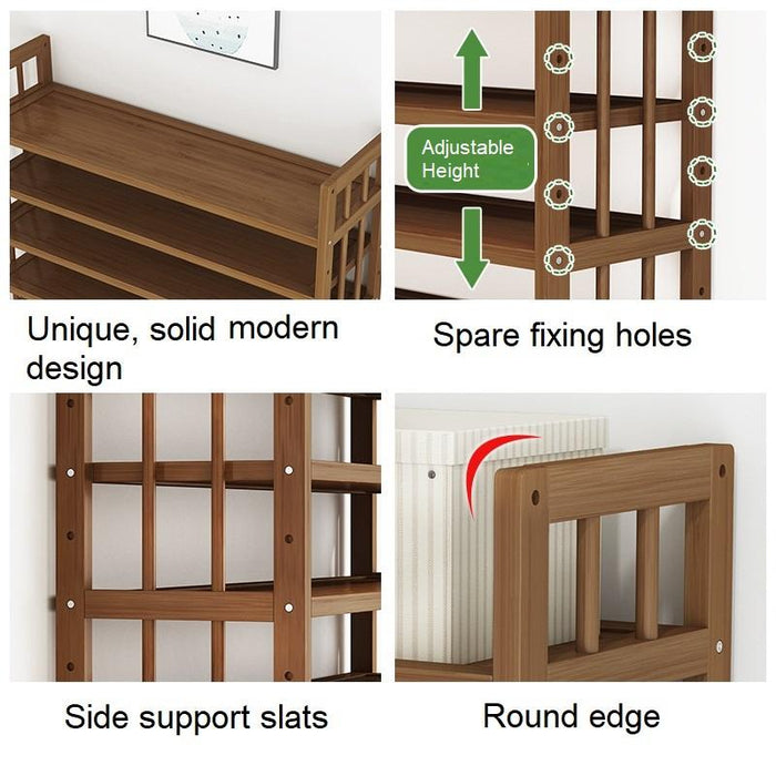 Multi-Tier Tower Bamboo Wooden Shoe Rack Corner Shelf Stand Storage Organizer - amazingooh