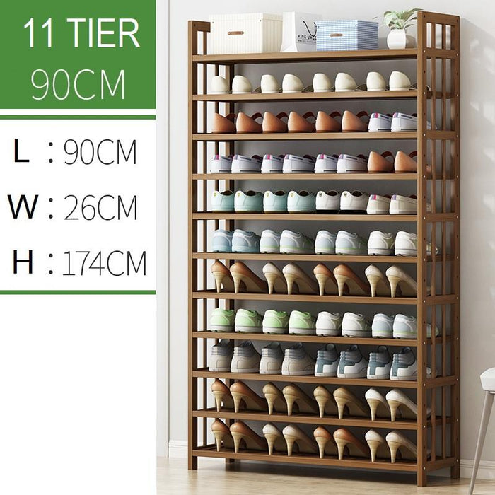 Multi-Tier Tower Bamboo Wooden Shoe Rack Corner Shelf Stand Storage Organizer - amazingooh