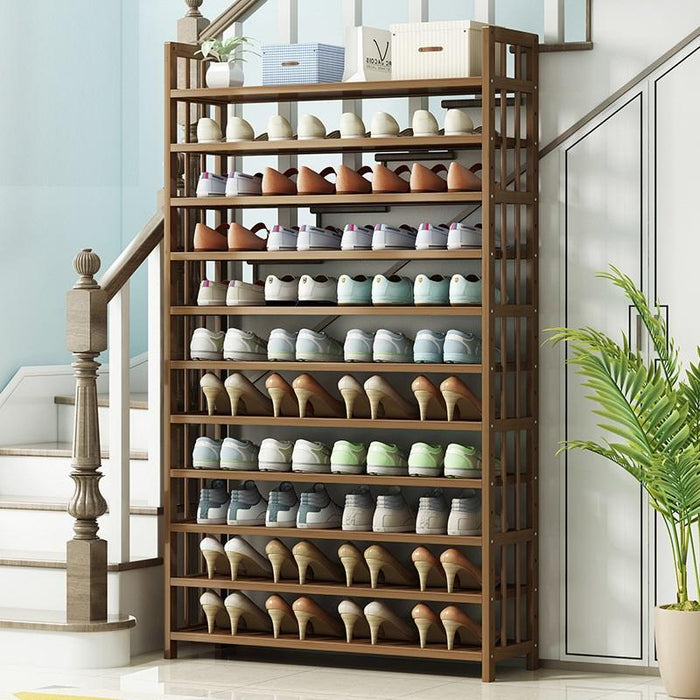 Multi-Tier Tower Bamboo Wooden Shoe Rack Corner Shelf Stand Storage Organizer - amazingooh