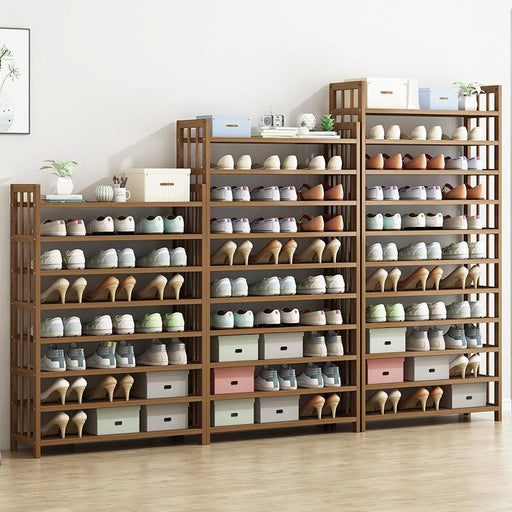 Multi Tier Tower Bamboo Wooden Shoe Rack Corner Shelf Stand