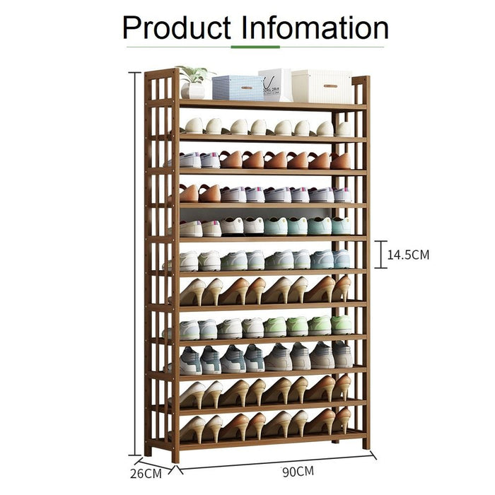 Multi-Tier Tower Bamboo Wooden Shoe Rack Corner Shelf Stand Storage Organizer