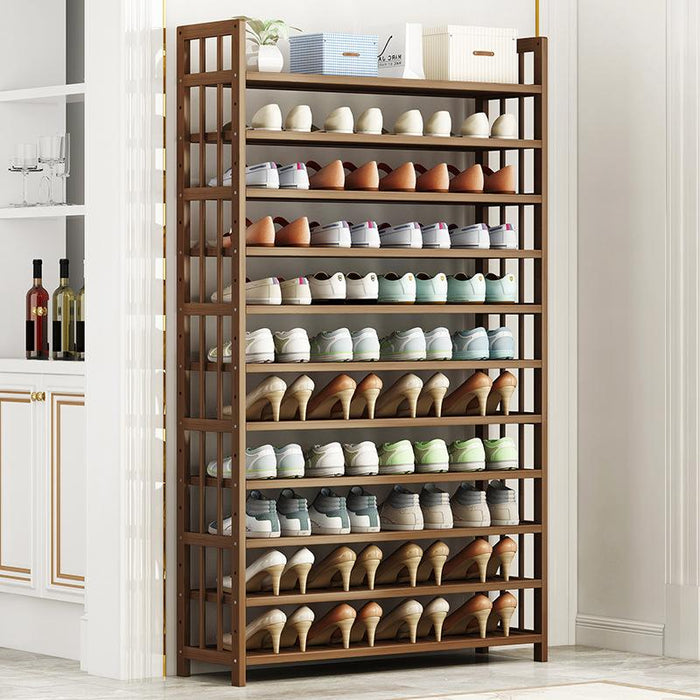 Multi-Tier Tower Bamboo Wooden Shoe Rack Corner Shelf Stand Storage Organizer - amazingooh
