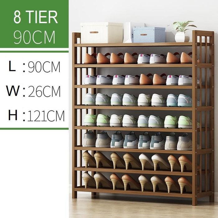 Multi-Tier Tower Bamboo Wooden Shoe Rack Corner Shelf Stand Storage Organizer - amazingooh
