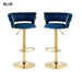 NEW 2x Height Adjustable Swivel Bar Stool High Back Velvet Golden Base Barstools Chairs Padded Seat - Amazingooh Wholesale