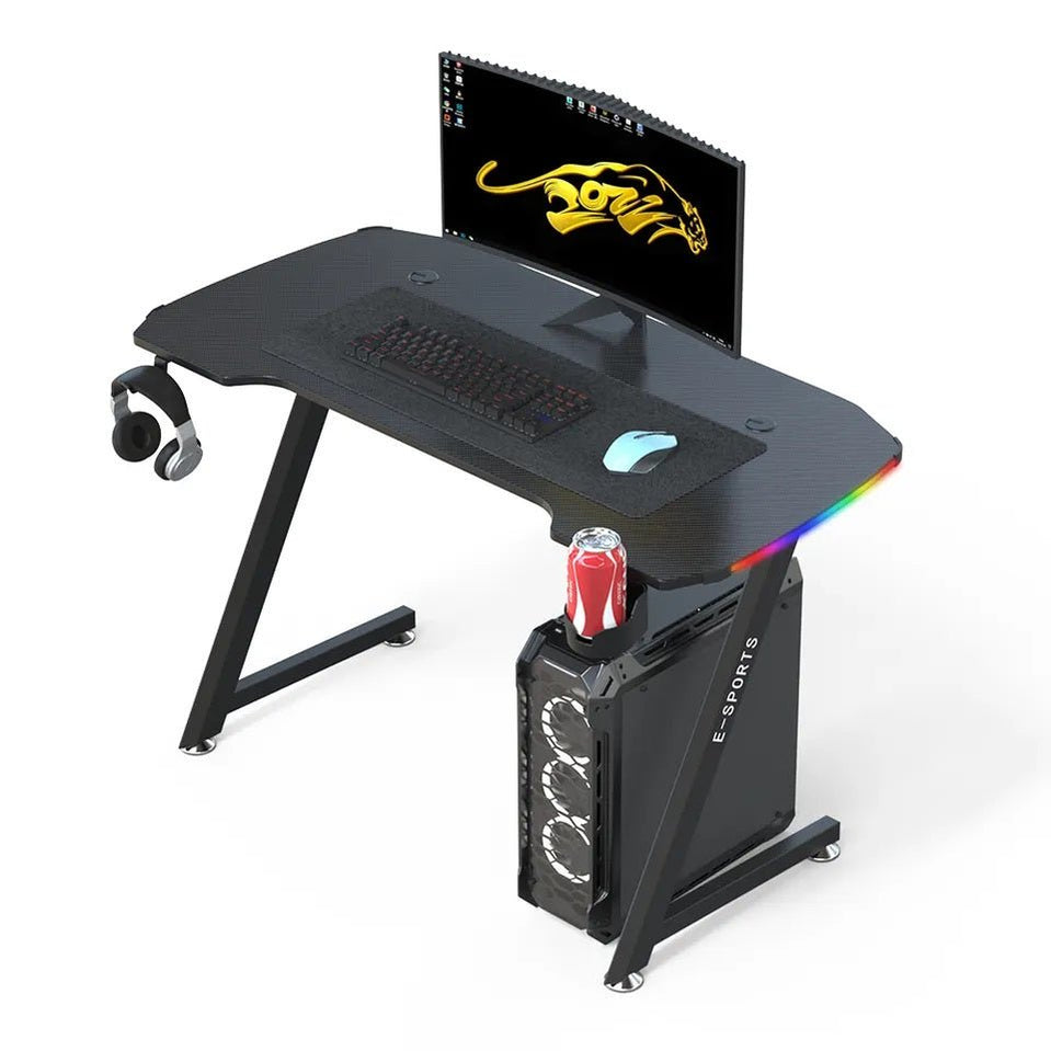 New Arrive Computer Table Z Shaped Gaming Desk With RGB Led Lights ...