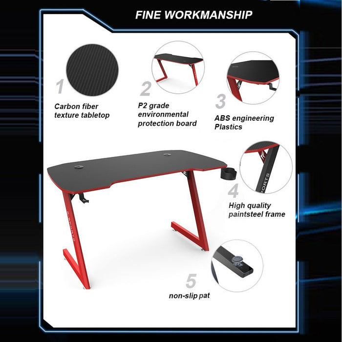 New Arrive Computer Table Z Shaped Gaming Desk With RGB Led Lights Gaming Tables - Amazingooh Wholesale