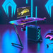 New Arrive Computer Table Z Shaped Gaming Desk With RGB Led Lights Gaming Tables - Amazingooh Wholesale